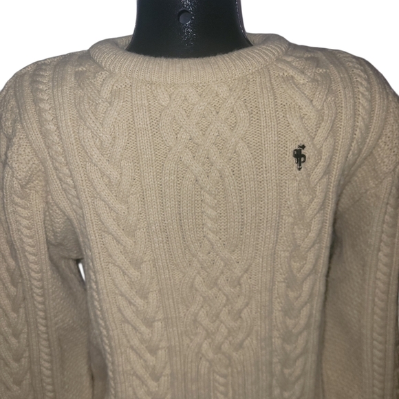 Father Sons Cream Colored Cable Knit Mens Sweater M - Picture 2 of 6